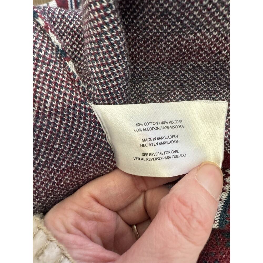 Eddie Bauer Fair Isle Burgundy Blue Striped 1/4 Zip Women’s Sweater Sz 2xL - Picture 6 of 6
